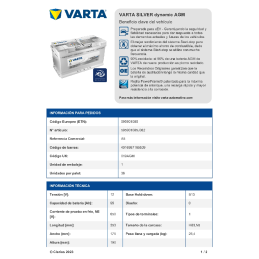 VARTA START-STOP(A5) 12V...